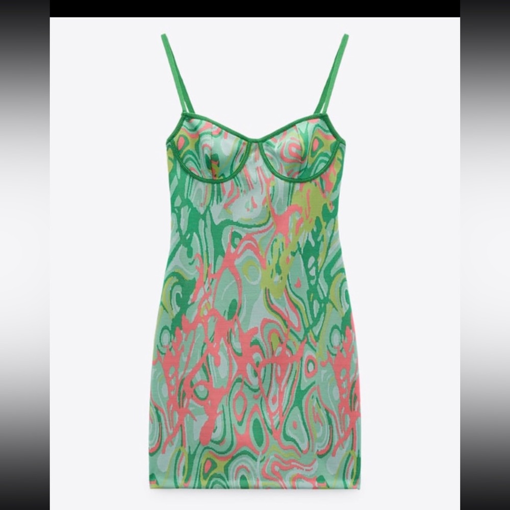 Zara ribbed paint splatter dress , Brand New !!